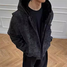 现货高品质美式冬季重磅座山雕大毛毛领pu皮棉衣男女加厚外套，男装皮衣，电商A486-1