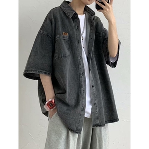 1014-1-WT531-P45-现货仔衬衫男日系ins短袖衬衣,匡威搭配夏季服装图片