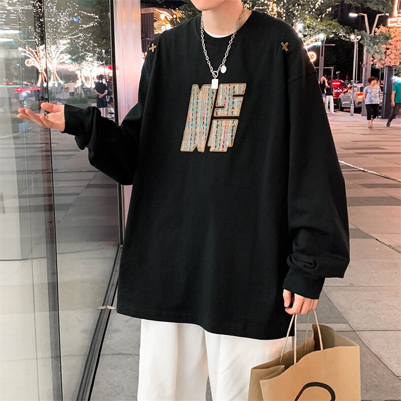 秋冬男圆领套头卫衣十字架字母刺绣花宽松外套WY6124P40,男装卫衣,星座1013-1