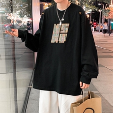 秋冬男圆领套头卫衣十字架字母刺绣花宽松外套WY6124P40，男装卫衣，星座1013-1