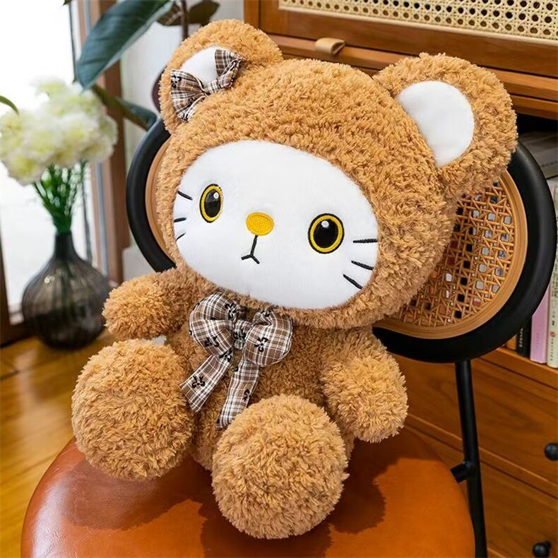 爆款kt猫毛绒玩具可爱猫咪玩偶抱公仔睡觉女生娃娃抱枕生日礼物，文德毛绒玩具