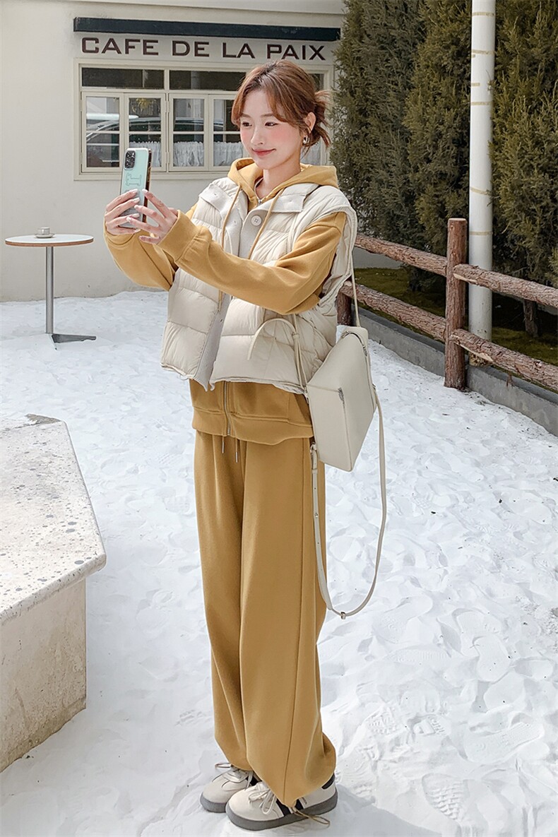【上就能卖】大量不缺货转化好羽绒马甲卫衣套装三件套P330K450,女装套装/套裙,2C292