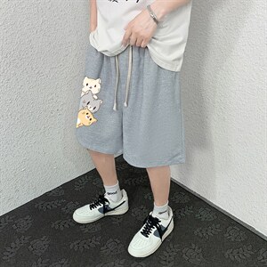 HD74164-P22 华夫格短裤男大码宽松五分裤男直筒中裤图片