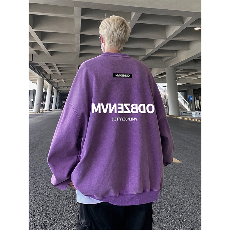得物抖音高品质二开360克重磅做旧炒雪花纯色圆领水洗卫衣1504,男装卫衣,电商A486