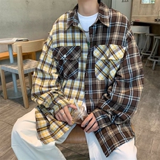 文艺潮流百搭简约衬衫新款时尚方领流行宽松型女慵懒，男装衬衫，星座716-4
