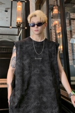 韩版纯棉宽松休闲无袖T恤潮牌男女同款打底背心HY633TP35，男装背心/马甲，电商A102B