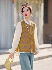 【春季女装新款】2026大量现货春季时尚新中式葫芦图案两面穿马甲，女装马甲，缘衣格