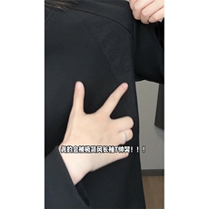 抖音得物高品质美式高街重磅曼巴棉cleanfit螺纹拼接卫衣长袖T恤，男装T恤，电商A486-1