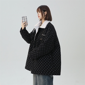 羊羔绒外套男女同款冬季加绒加厚棉服美式高街棉袄A170-M882TP100图片