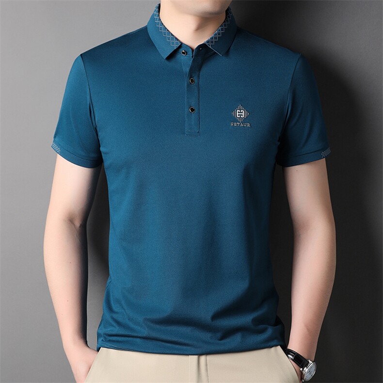宽松翻领纯色polo衫2024夏季商务休闲中年男士打底衫SFT3135-P60,男装Polo衫,星座1105-3