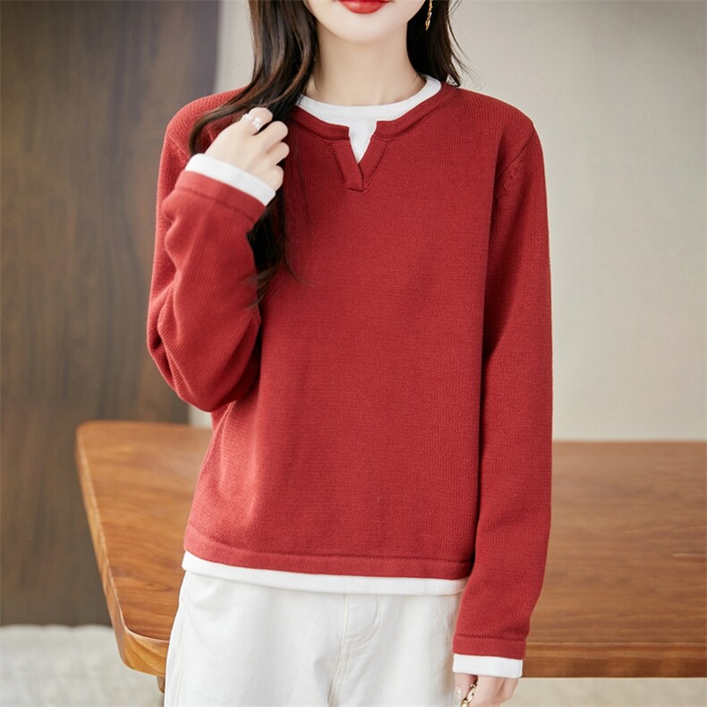 早秋假两件针织打底衫女2025新款秋季上衣洋气大码女装秋冬毛衣，女装针织衫/毛衣，长今羊