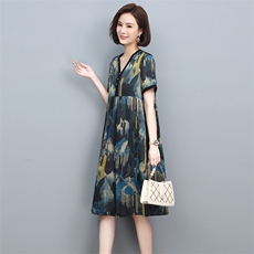 2022夏季新款时尚气质优雅显瘦休闲舒适连衣裙，女装连衣裙，忆绮罗