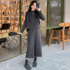 2026年春季法式时尚潮流舒适洋气带高级感磨毛棉质感马甲三件套裤，女装套装/套裙，超帛