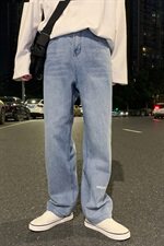 牛仔裤男20港风潮牌一字破洞宽松直筒百搭长裤716-2-NZ003-P55，男装牛仔裤，星座1213