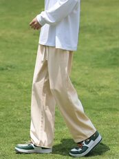 卡其色休闲裤男2025春季新款垂感宽松直筒阔腿工装裤潮牌3301-P38，男装休闲裤，星座1006