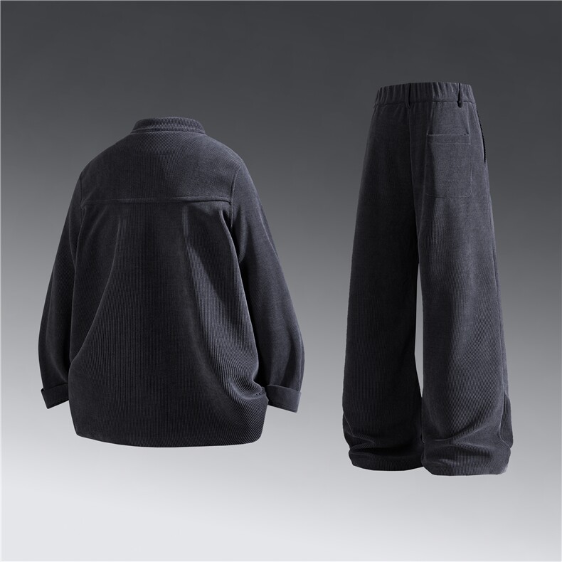 风雪尼尔长袖套装立领盘扣纯色套装两件套秋DSA008-TZ2525,男装休闲套装,电商A008