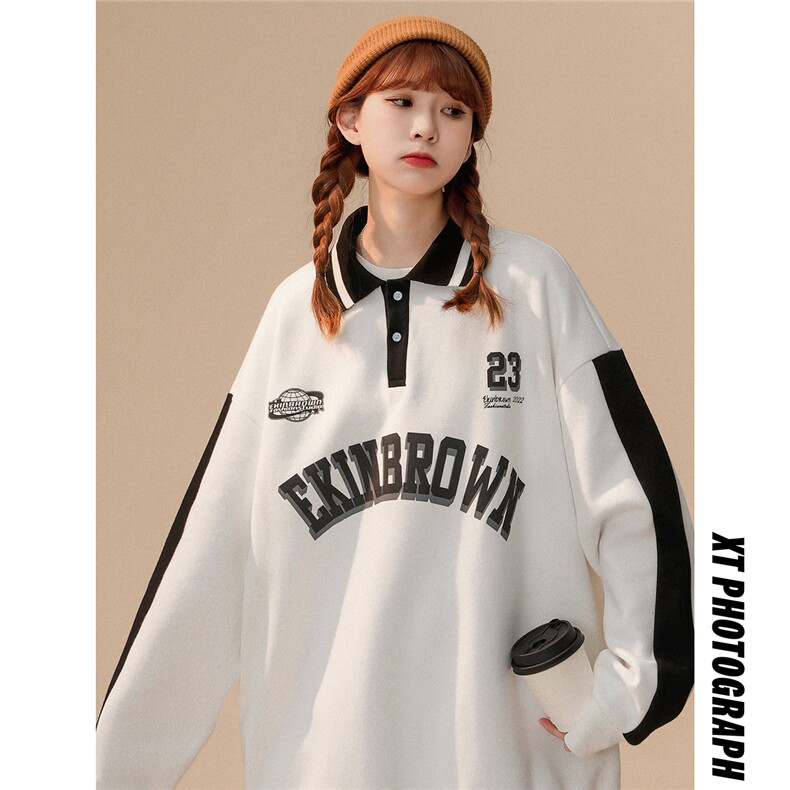 中性风POLO领卫衣女情侣大码M-5XL休闲套头卫衣男外套类C7720P55，男装Polo衫，星座227-7