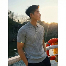[网图]麻花短袖针织polo衫男夏修身弹力T恤翻领X61400-TP48不，男装T恤，电商A102
