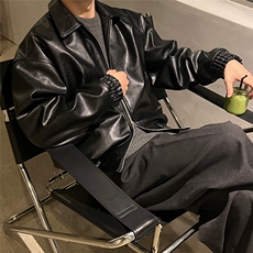 816B-PY001-P105春季韩风男士宽松皮夹克痞帅皮衣，男装皮衣，星座816B
