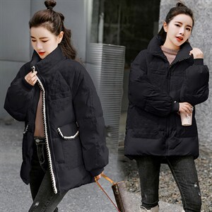 羽绒服女款冬2021年新款加厚面包服立领时尚宽松冬季外套潮,宣璐穿衣搭配视频图片