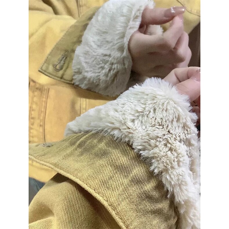 美式复古仿兔绒水洗加绒牛仔外套ZM0106-P115图片