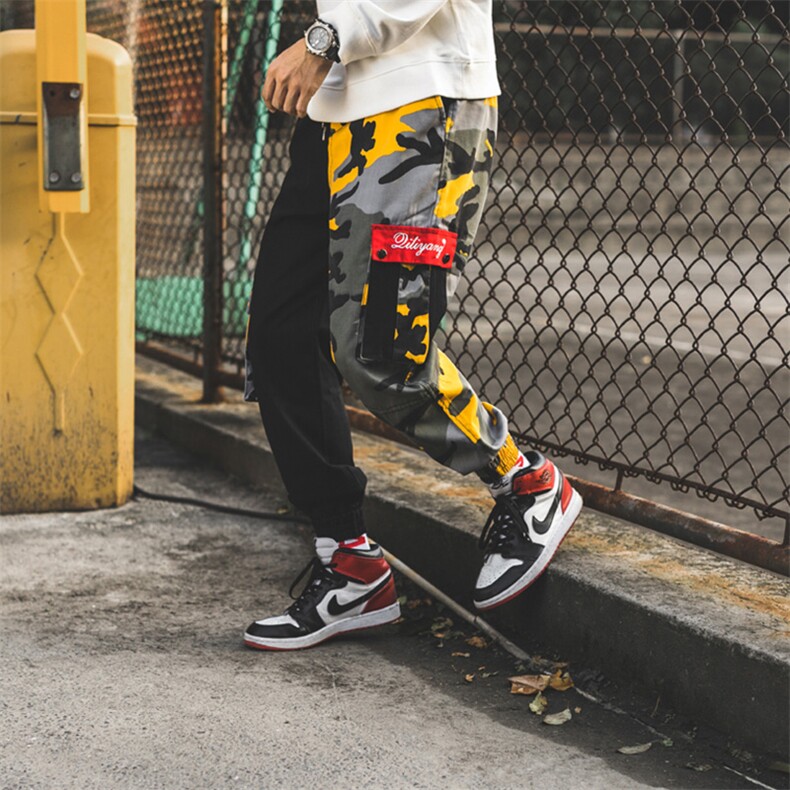 秋冬外景日系原创多口袋迷彩工装裤ins休闲束脚裤QT5070-K03-P70，男装休闲裤，星座810(原QT5070)