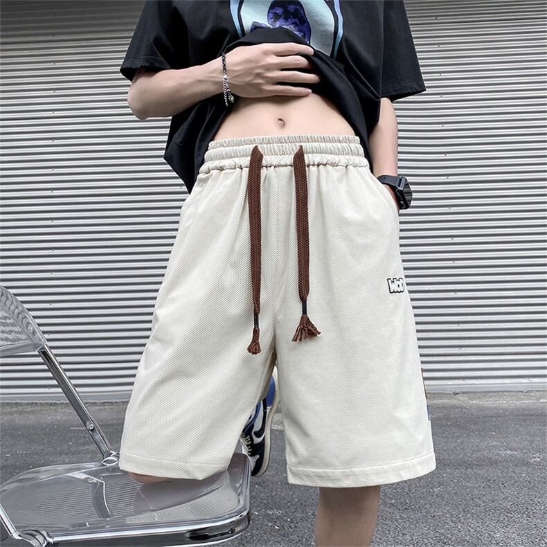 美式绣标宽松直筒短裤男夏季宽松五分裤2302P40,男装牛仔裤,电商A309