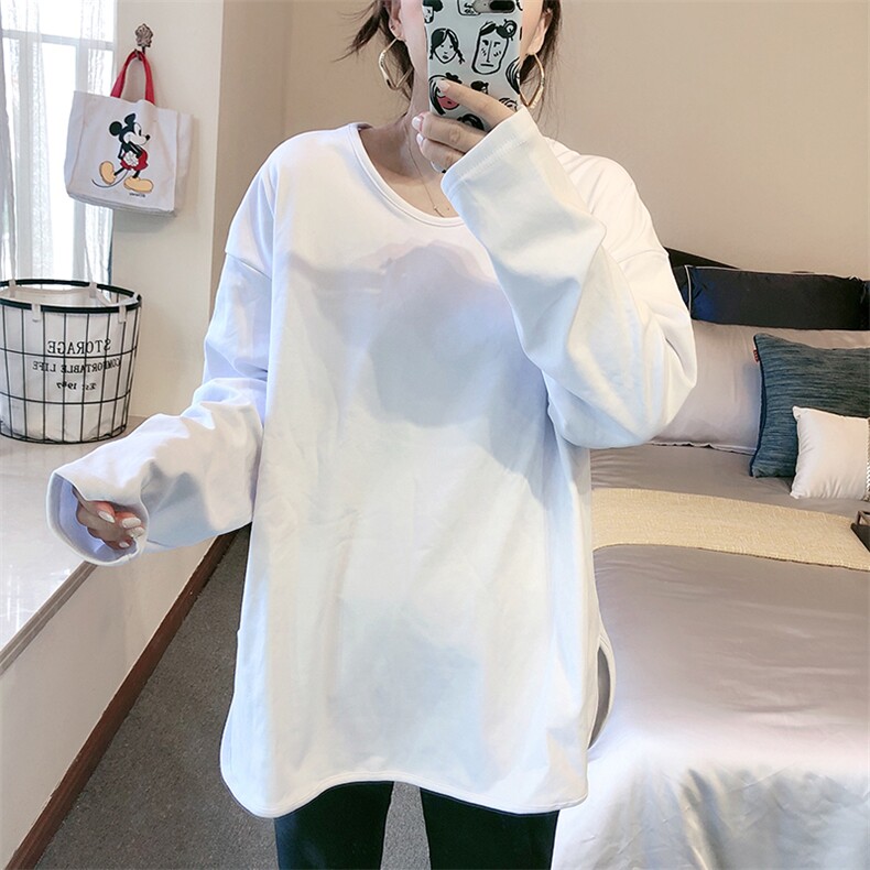 MN1023-P35宽松白色T恤内搭打底衫纯棉中长款秋冬上衣,针织衫/毛衣,星座617A-2