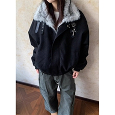 复古做旧座山雕加厚棉服男女宽松解构磨毛毛领外套MS591，男装棉衣，星座1116A（原606A-3）