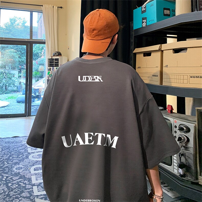 抖音得物二开现货220克夏装重磅美式高街宽松短袖t恤MT174,男装T恤,电商A486-1