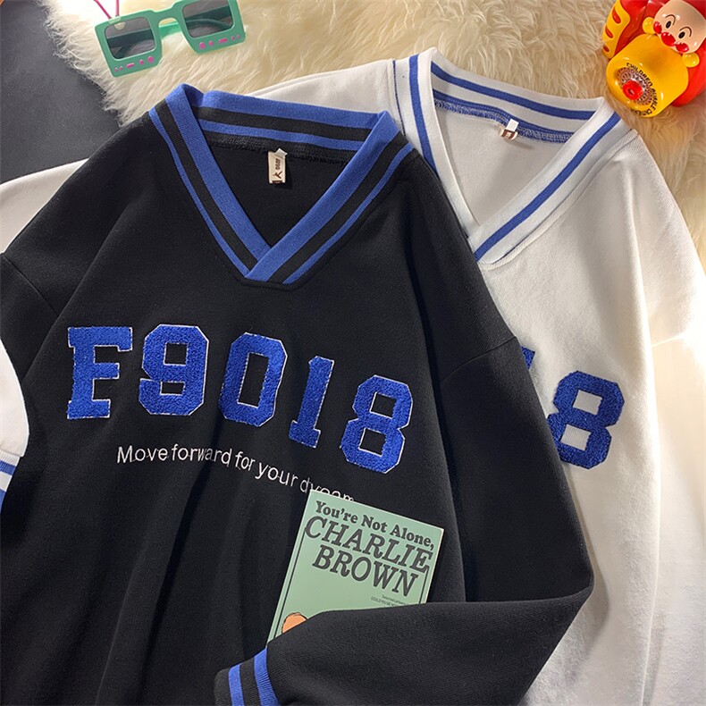 21秋季新款大码时尚V领情侣卫衣上衣打底衫WY126P75限98,男装卫衣,电商A089-1