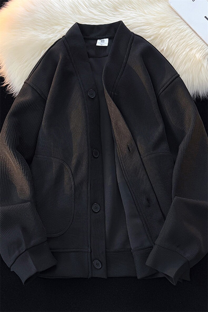 8XL-M羊羔绒开衫卫衣外套男秋冬季V领加绒加厚长袖上衣服KS001P58,男装卫衣,电商B312