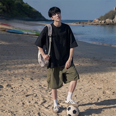 男女欧式潮流短袖百搭钢印立体做旧T恤B225-T9213-P53-X68-压花，男装T恤，电商B225