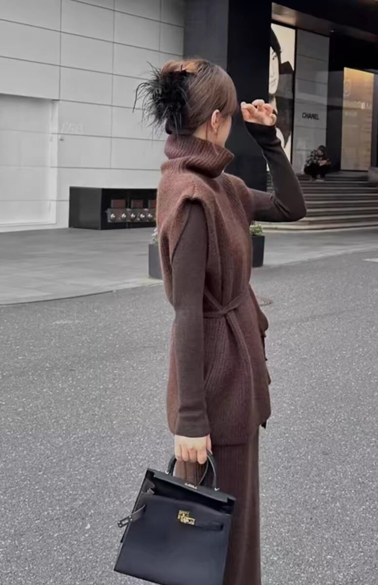 叠穿上衣针织衫套头百搭纯色法式慵懒风无袖背心减龄高级感休闲女，女装马甲，嘉日羊绒