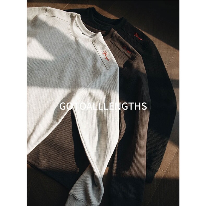 网图美式蜂窝红标限定基础打底衫休闲T恤刺绣圆领长袖D495特P25，男装T恤，电商A335-1（原A458）