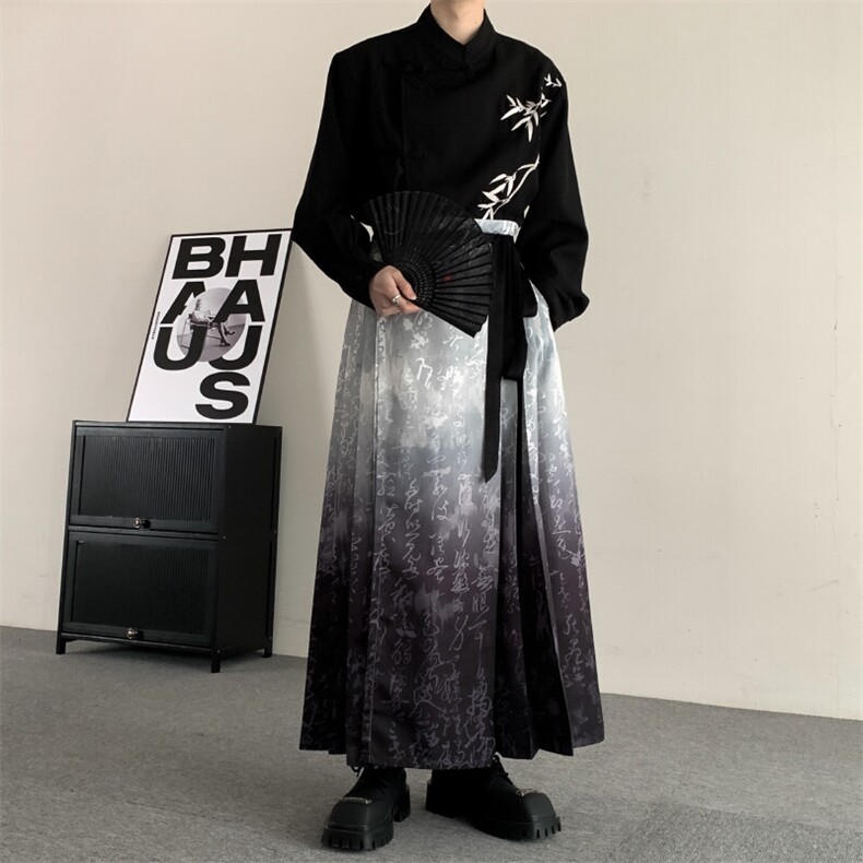 夏季新中式马面裙无性别日常改良汉服唐装汉服山本耀司裙裤男女,男装民族服装,星座909