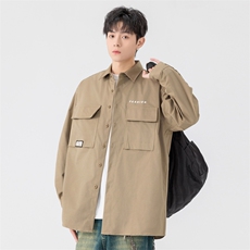 25年春季工装长袖衬衫得物二开衬衣宽松现货DS-C323-1-2501-T批50，男装衬衫，电商C323-1