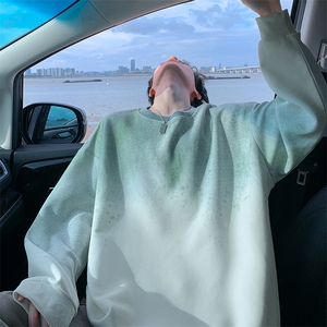特批P40无差价秋季420g重磅华棉美式渐变扎染大码长袖卫衣男W5439图片