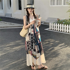 现货海岛风复古印花阔腿裤2C105-0516-P115-K168，女装连体裤，2C105