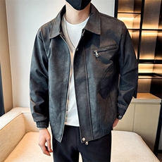 潮流皮衣外套男春秋季复古百搭拉链宽松机车服pu皮夹克潮JK2590，男装夹克，星座301B-1