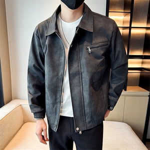 潮流皮衣外套男春秋季复古百搭拉链宽松机车服pu皮夹克潮JK2590图片