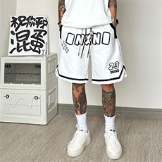 美式短裤男夏季高街潮牌痞帅篮球运动裤衩休闲五分中裤QD762-P35，男装牛仔裤，星座1008-1