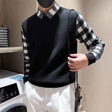 301A-1/M65/P75控95店主风秋冬新款小伙加厚假二件针织毛衣男，男装针织衫/毛衣，星座301A-1