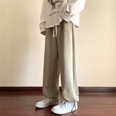 港风麂皮绒休闲裤男宽松直筒拖地裤束脚裤卫裤KP615P45，男装休闲裤，星座1204-3