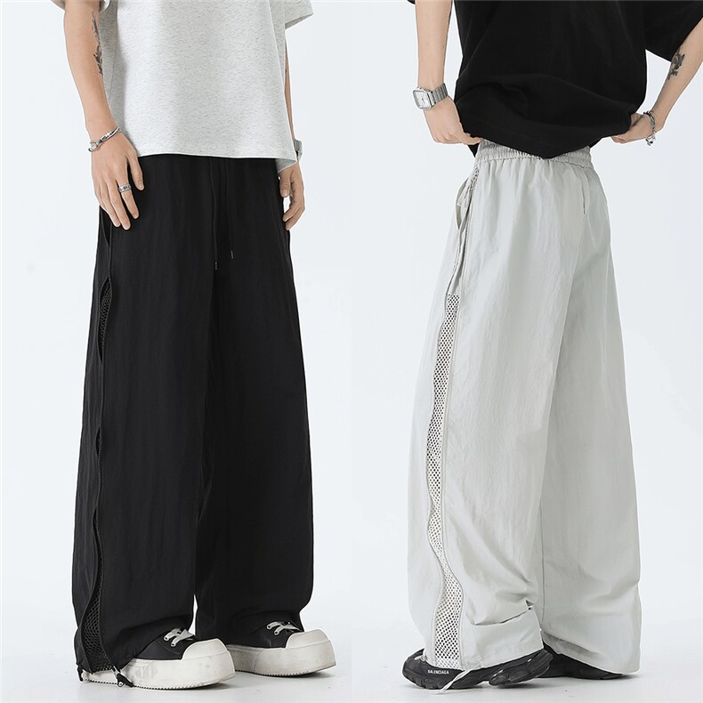 新款休闲裤直筒裤子男女阔腿裤网眼高街长裤中性纯色B578F-P39，男装休闲裤，电商A227A