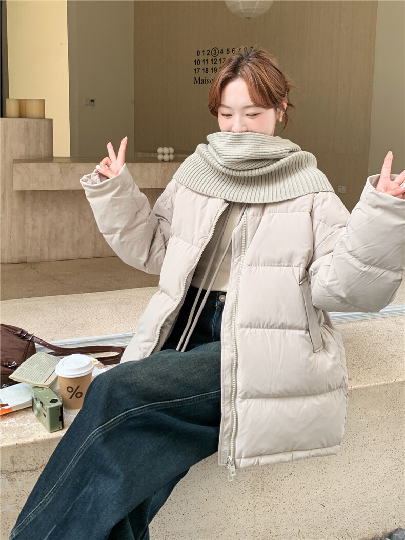 2025现货针织围巾韩系羽绒服210-3292-P300-K448短款白鸭绒,女装羽绒服,韩蜜菓