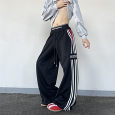 港风秋款男女休闲卫裤条纹印花直筒宽松长裤h8062P55，男装休闲裤，星座1013-1