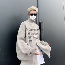 有货双拉链开衫字母立领针织衫男2026新款高级宽松美式毛衣外，男装针织衫/毛衣，星座218-1（原230）