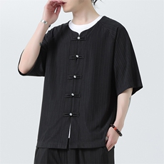 2025夏季新款风男装汉服盘扣新中式开衫唐装纹路衬衫C101-P45，男装衬衫，电商B277(原6028)