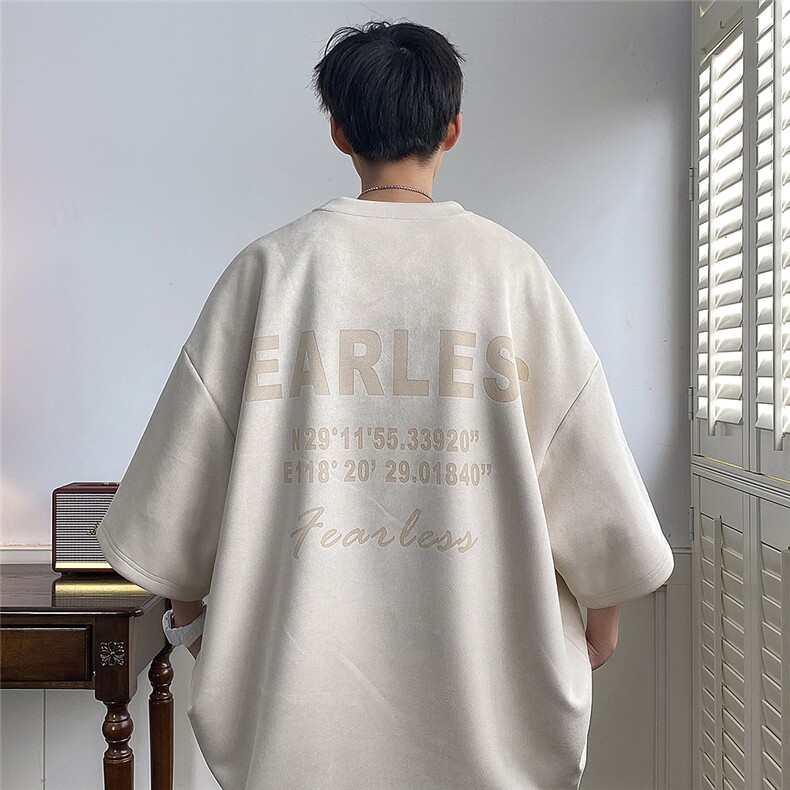 春夏新款麂皮绒美式激光刻字短袖大码 XZ604-DT305-P45控58图片